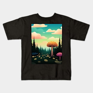 Forest with Tall Mushroom Kids T-Shirt